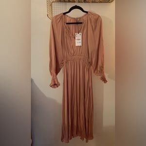 ZARA LONG SATIN EFFECT DRESS